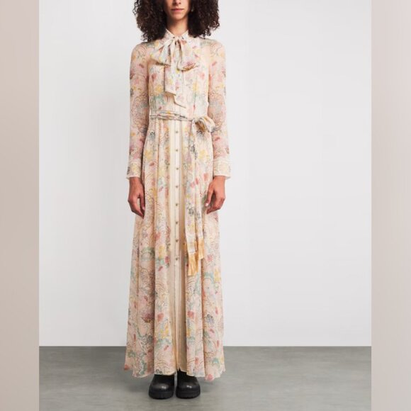 Zimmermann Dresses & Skirts - Zimmermann floral-print tie-neck maxi dress- Size 0/US4